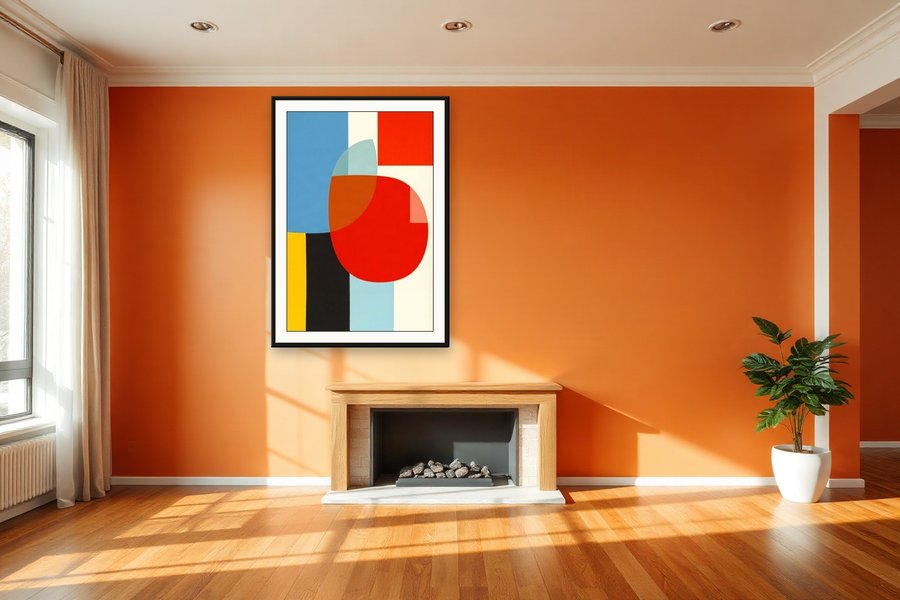 Blue Yellow Overlap, shown in a room setting
