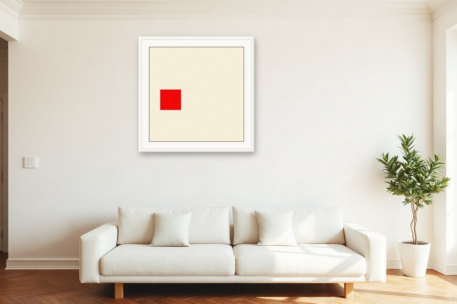Red Block, Offset, shown in a room setting