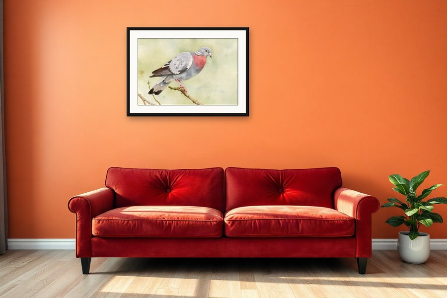Grey Pigeon, Study, shown in a room setting