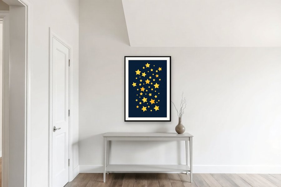 Golden Star Scatter, shown in a room setting