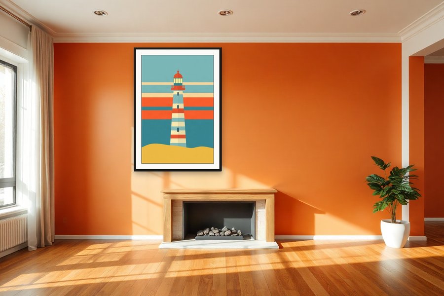 Graphic Lighthouse, shown in a room setting