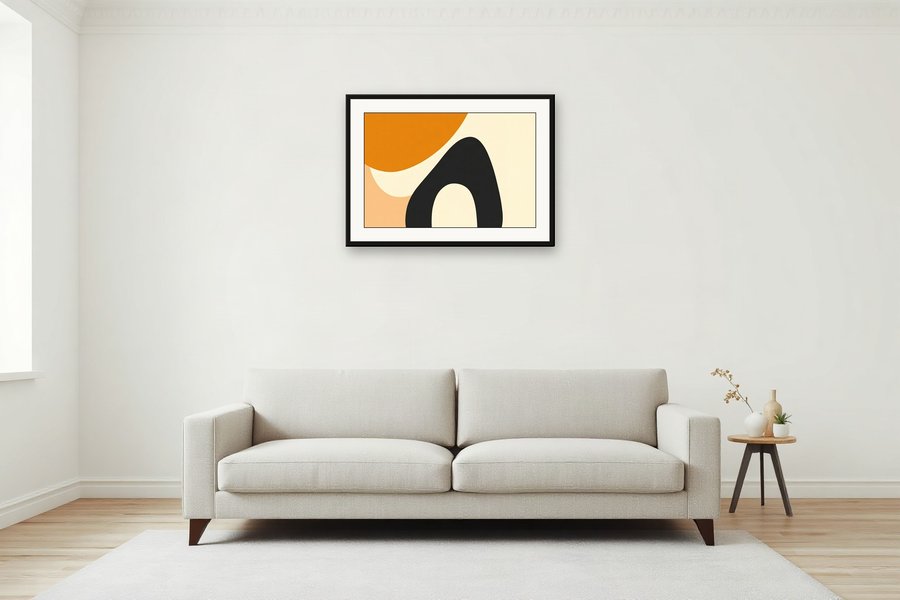 Ochre Diagonal, shown in a room setting