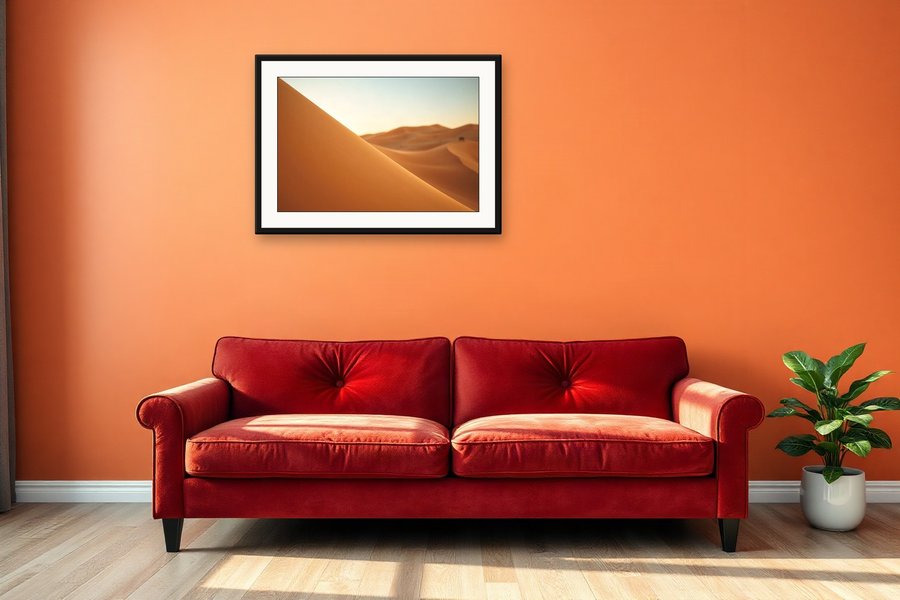 Dune Slope and Sky, shown in a room setting