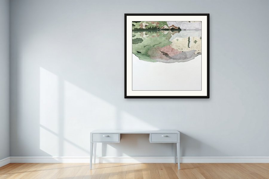 Tarn Reflection, Close, shown in a room setting