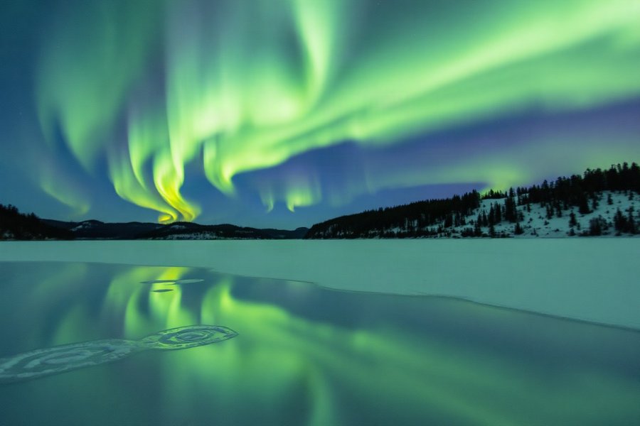 Aurora, Frozen Lake, an atmospheric scene generated in aurora green and deep night blue, built for mood and depth rather than a literal view.