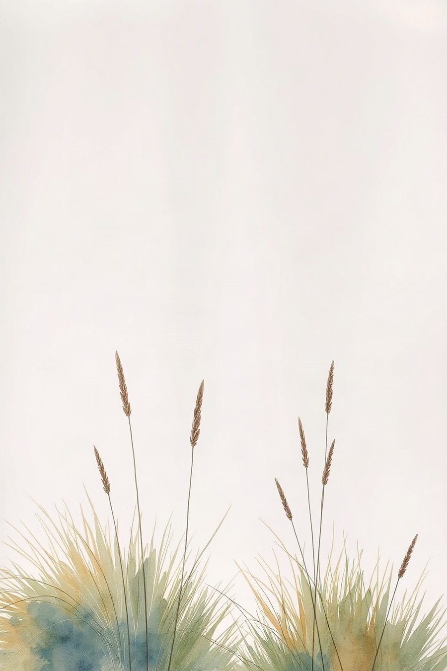Dune Line Wash, rendered in loose watercolour-style washes on a soft paper-grain ground -- sage green, warm brown and cream, nothing holding a hard edge.