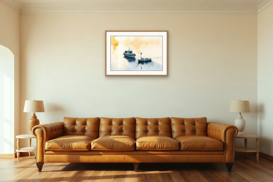 Harbour, Gold Light, shown in a room setting