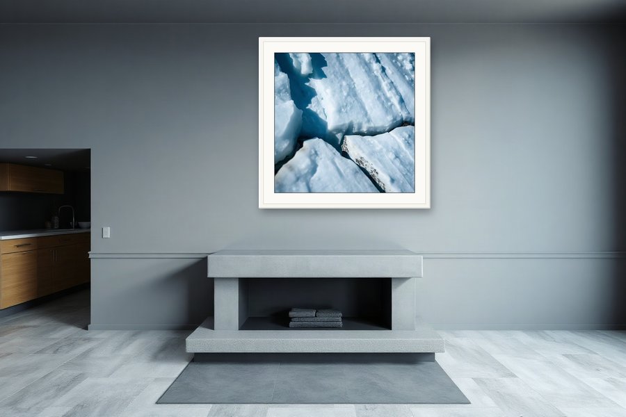 Glacier Ice, Close Study, shown in a room setting