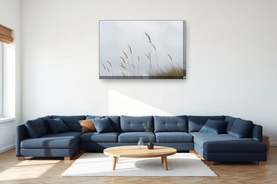 Dune Grass, Grey Sky, shown as a canvas