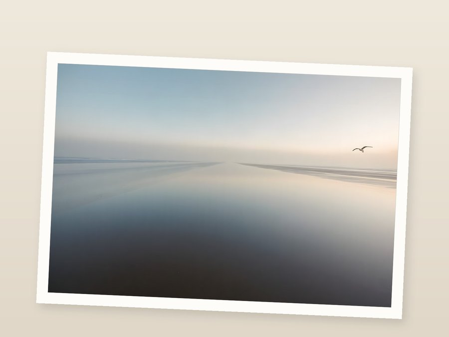 First Light, Empty Shore, shown as a fine-art print