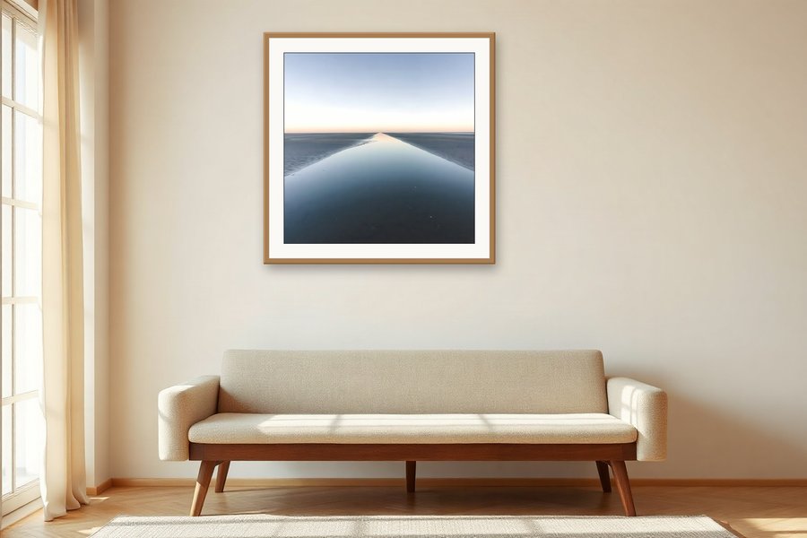 Wet Sand Reflection, shown in a room setting