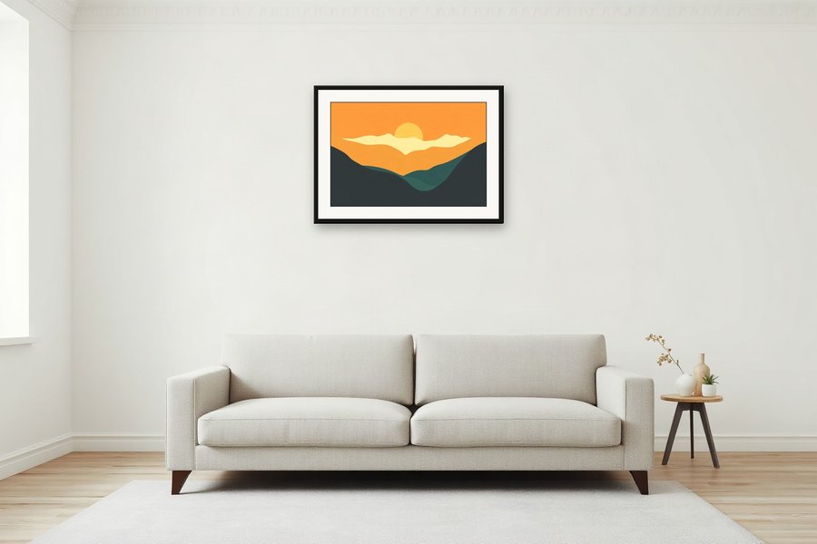 Retro Valley Shapes, shown in a room setting