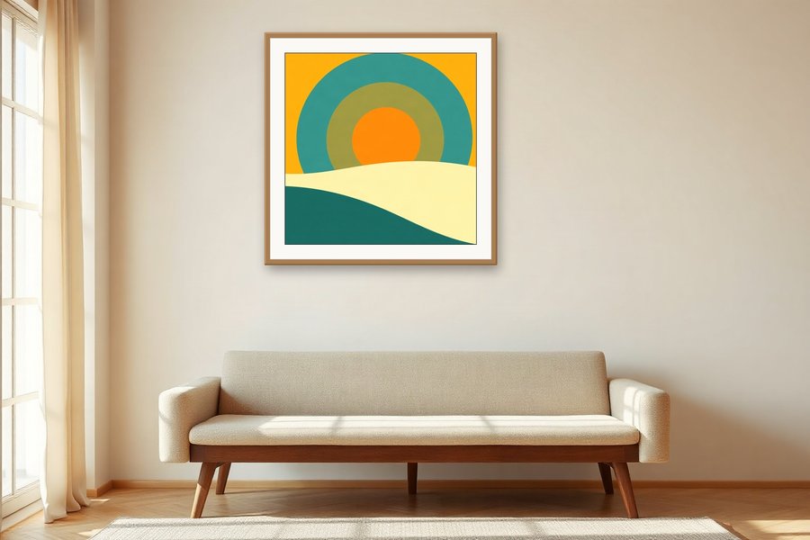 Teal Arc Sunset, shown in a room setting