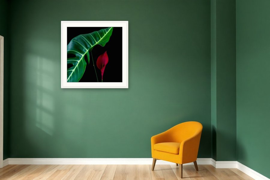 Tropical Leaf, Graphic Shape, shown in a room setting