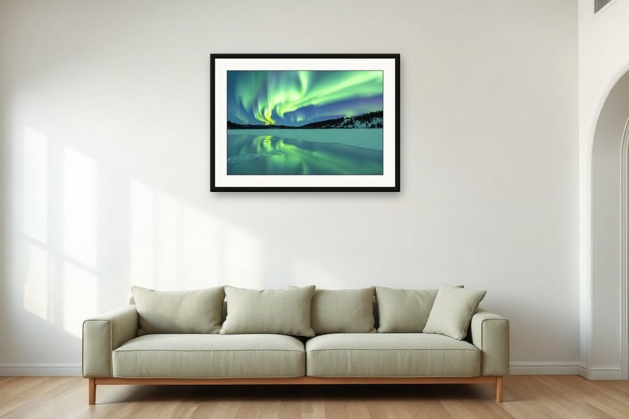 Aurora, Frozen Lake, shown in a room setting
