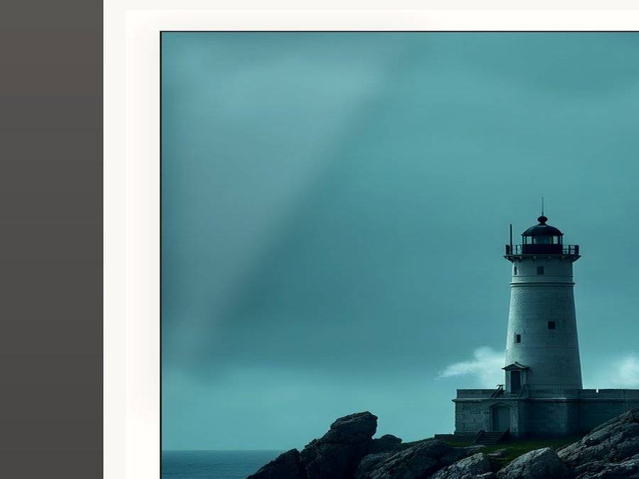 Lighthouse, Heavy Swell, shown framed