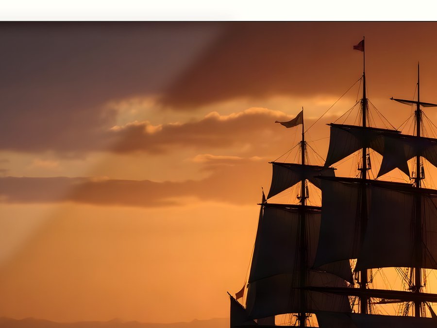 Full Sail, Sunset, shown framed