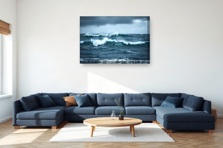 Storm Swell, Grey Horizon, shown as a canvas