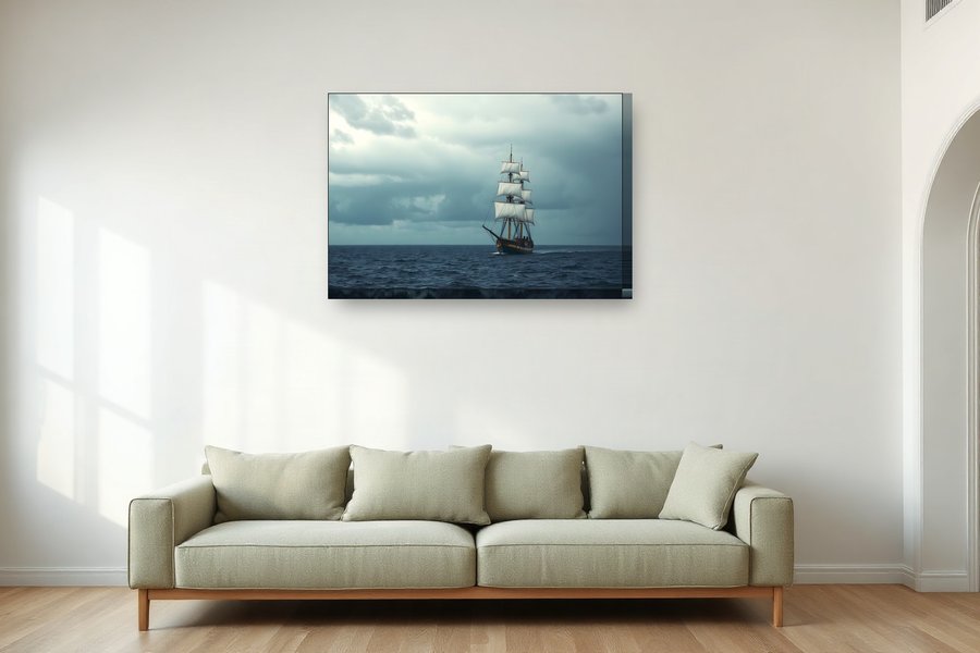 Tall Ship, Mid-Ocean, shown as a canvas