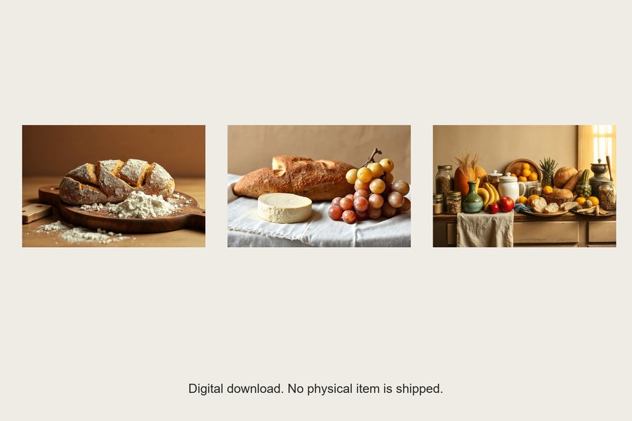 Pantry Prints gallery wall set of three prints, shown in a room setting
