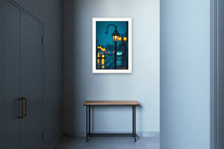 Curved Lamp, Dusk Silhouette, shown in a room setting