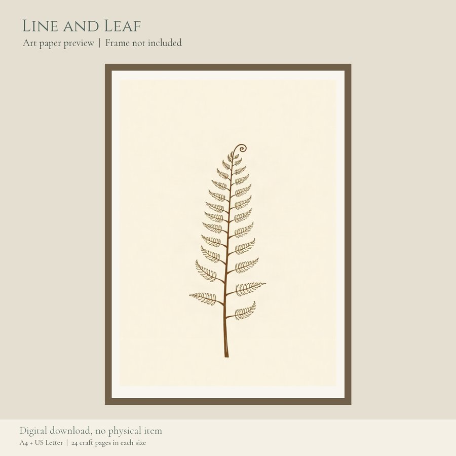 Printable Junk Journal Kit Line and Leaf | A4 & US Letter Papers and Ephemera | AI Art, listing preview 2