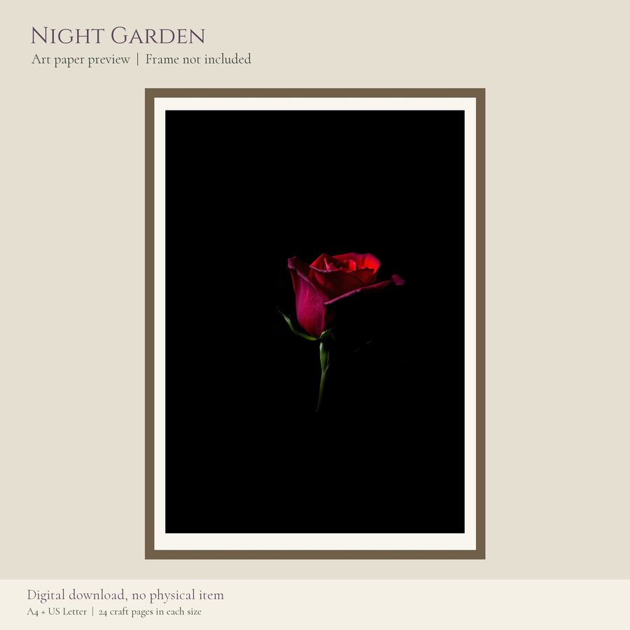Printable Junk Journal Kit Night Garden | A4 & US Letter Papers and Ephemera | AI Art, listing preview 2