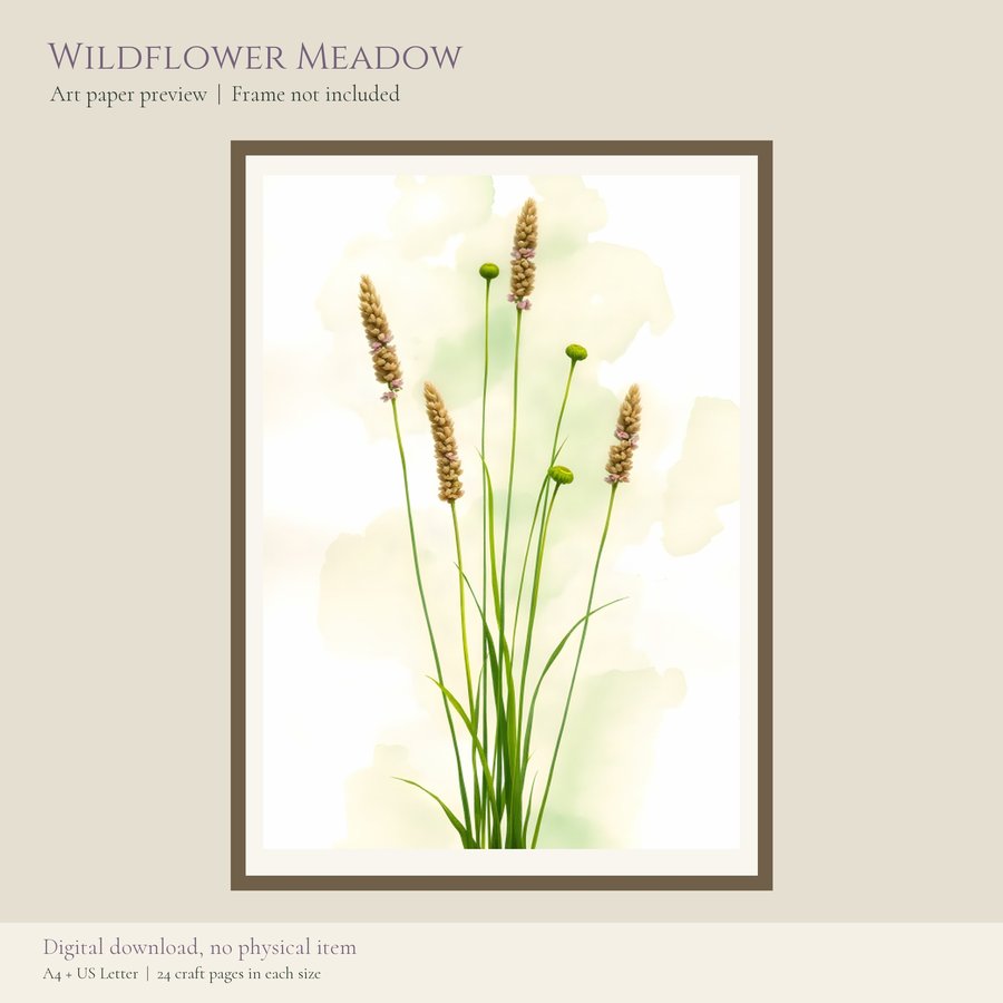 Printable Junk Journal Kit Wildflower Meadow | A4 & US Letter Papers and Ephemera | AI Art, listing preview 2