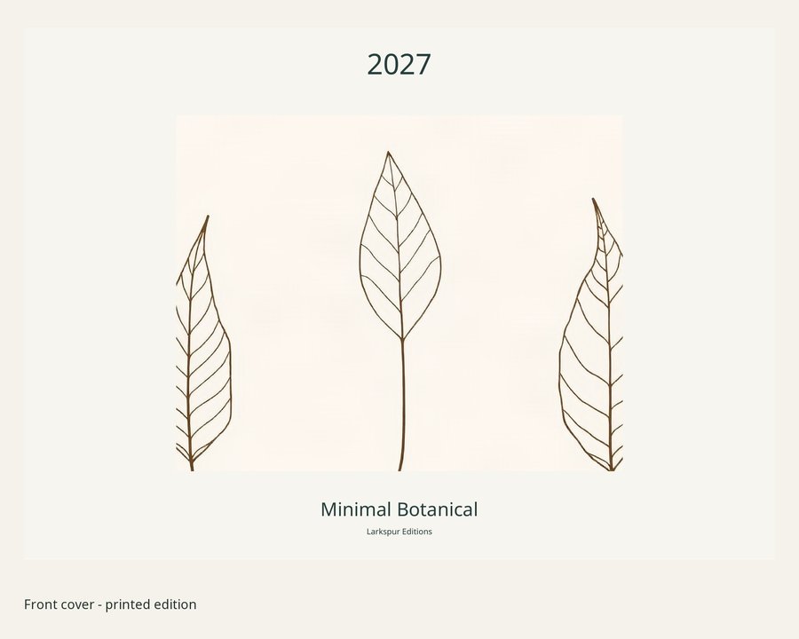 2027 Minimal Botanical Printed Wall Calendar | A4 Landscape | England & Wales Bank Holidays | AI Art, listing preview 2