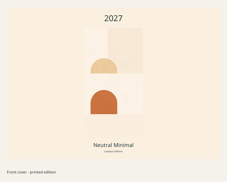 2027 Neutral Minimal Printed Wall Calendar | A4 Landscape | England & Wales Bank Holidays | AI Art, listing preview 2