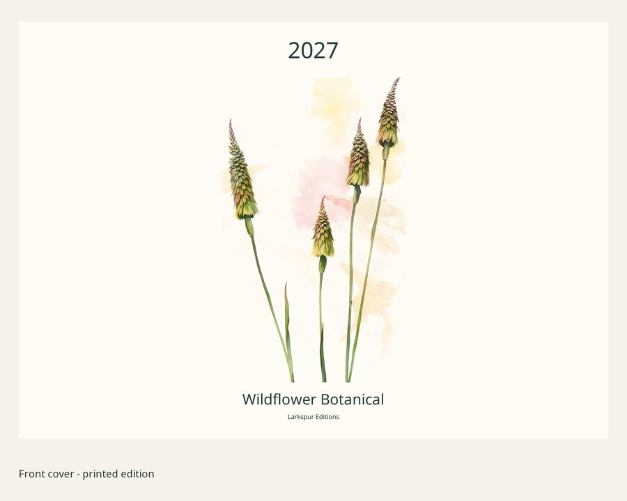 2027 Wildflower Botanical Printed Wall Calendar | A4 Landscape | England & Wales Bank Holidays | AI Art, listing preview 2