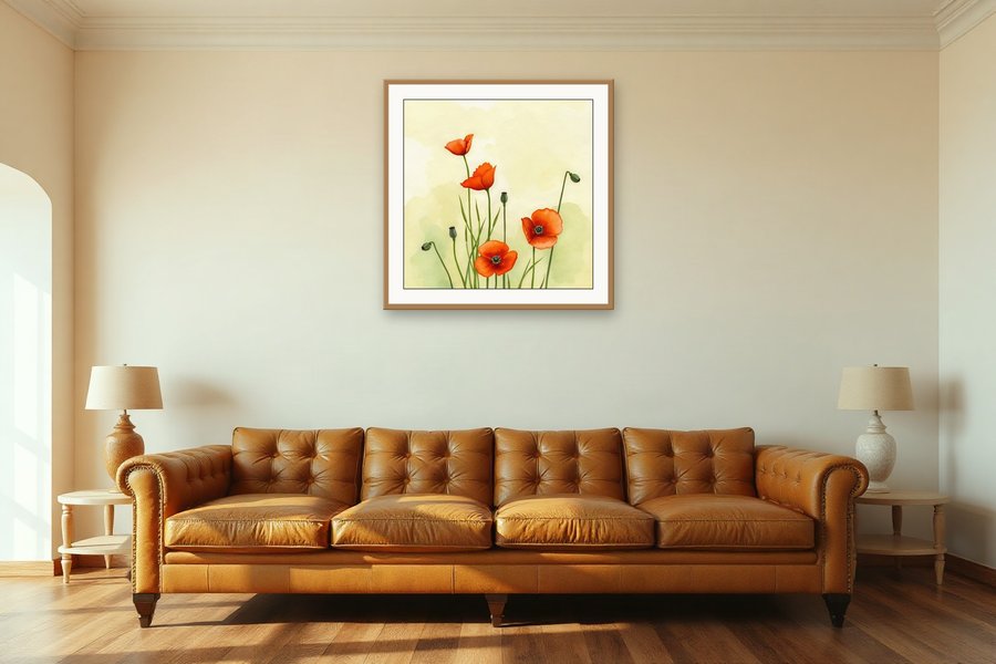 Poppy and Grass, shown in a room setting