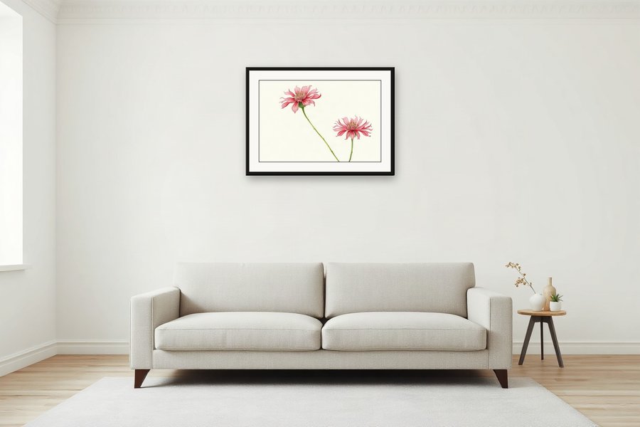 Pink Meadow Flower, Study, shown in a room setting
